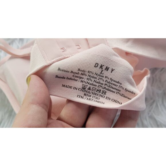 DKNY Sz L Seamless Bralette Pink Sports Bra With Adjustable Straps New - Picture 3 of 7